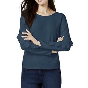 Bar III Ruffle-Sleeve Top Curaco Nights